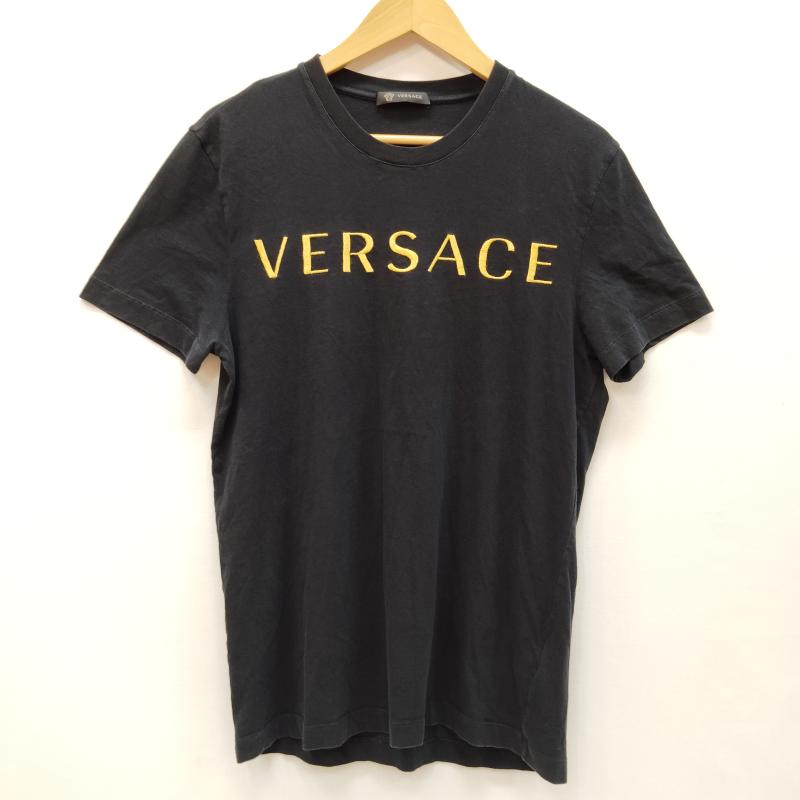 ヴェルサーチ VERSACE Tシャツ 半袖 ロゴ 刺繍 Tシャツ A87021S S 黒 / ブラック / black X 金 / ゴールド / gold color レディース USED 古着 中古 50169458