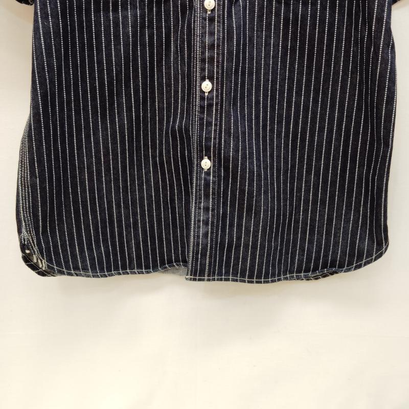 フラットヘッド FLATHEAD シャツ、ブラウス 半袖 10oz デニム ウォバッシュ半袖 ワーク シャツ ドット ストライプ 44 インディゴ / インディゴ / Indigo X 白 / ホワイト / white メンズ USED 古着 中古 50169460