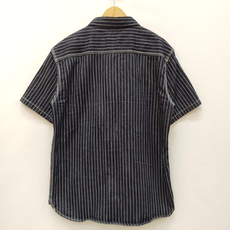 フラットヘッド FLATHEAD シャツ、ブラウス 半袖 10oz デニム ウォバッシュ半袖 ワーク シャツ ドット ストライプ 44 インディゴ / インディゴ / Indigo X 白 / ホワイト / white メンズ USED 古着 中古 50169460