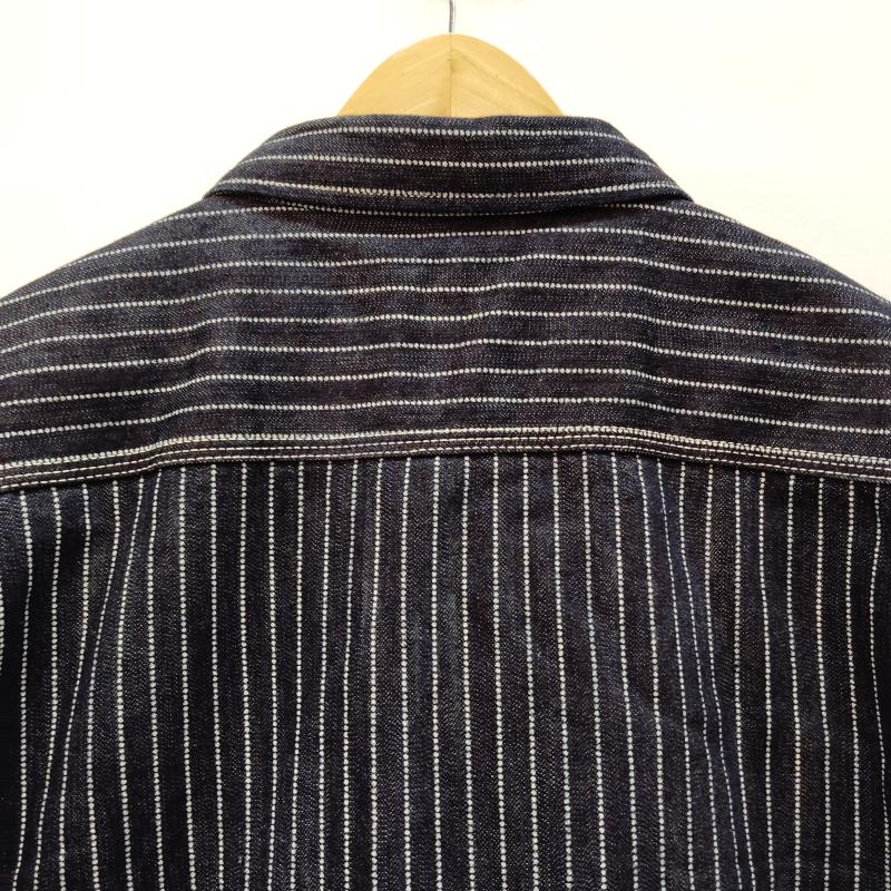 フラットヘッド FLATHEAD シャツ、ブラウス 半袖 10oz デニム ウォバッシュ半袖 ワーク シャツ ドット ストライプ 44 インディゴ / インディゴ / Indigo X 白 / ホワイト / white メンズ USED 古着 中古 50169460