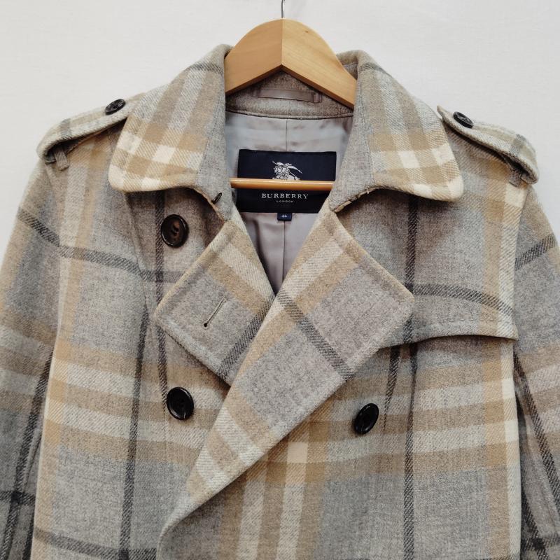 バーバリーロンドン Burberry London コート トレンチコート トレンチ コート ミドル丈 ダブルコート 大柄 ノバチェック柄 46 灰 / グレー / gray X ベージュ / ベージュ / beige X アイボリー / アイボリー / レディース USED 古着 中古 50169464