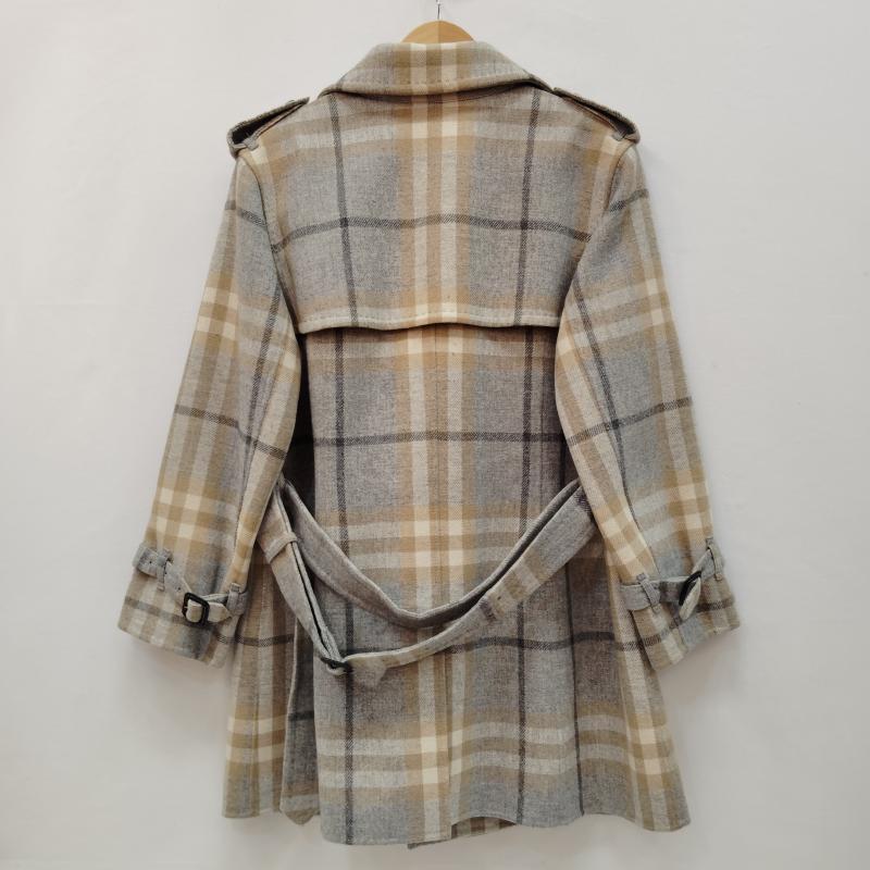 バーバリーロンドン Burberry London コート トレンチコート トレンチ コート ミドル丈 ダブルコート 大柄 ノバチェック柄 46 灰 / グレー / gray X ベージュ / ベージュ / beige X アイボリー / アイボリー / レディース USED 古着 中古 50169464