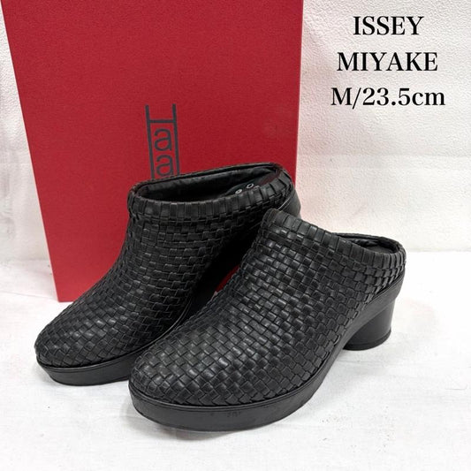 イッセイミヤケ ISSEY MIYAKE ミュール ミュール Haat ハート 編み込み レザー ミュール ヒール サボ サンダル M 無地 黒 / ブラック / black レディース USED 古着 中古 50169475