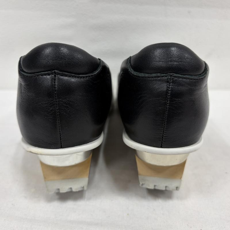 イッセイミヤケ ISSEY MIYAKE パンプス パンプス UNITED NUDE ユナイテッドヌード コラボ 変形 レザー パンプス ウッドソール メタル ラウンドトゥ 37 - 無地 黒 / ブラック / black レディース USED 古着 中古 50169476