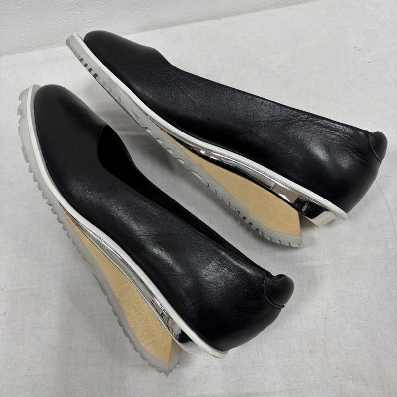 イッセイミヤケ ISSEY MIYAKE パンプス パンプス UNITED NUDE ユナイテッドヌード コラボ 変形 レザー パンプス ウッドソール メタル ラウンドトゥ 37 - 無地 黒 / ブラック / black レディース USED 古着 中古 50169476