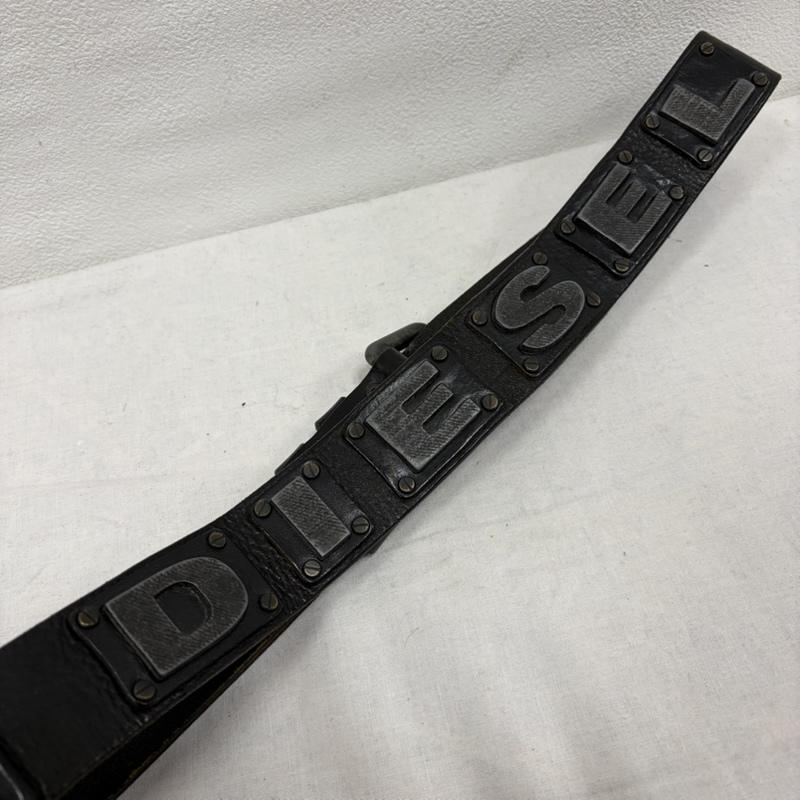 ディーゼル DIESEL ベルト・バックル ベルト 立体 ロゴ レザー ベルト イタリア製 フェード Y2K ロック スタッズ ヴィンテージ - ロゴ、文字 黒 / ブラック / black X 銀 / シルバー / silver color メンズ USED 古着 中古 50169477
