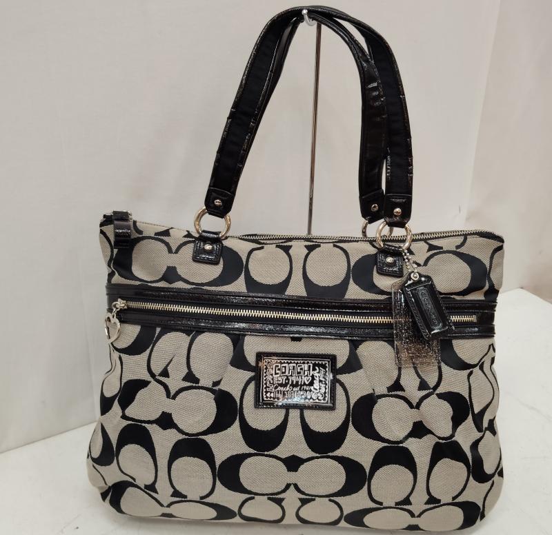 コーチ COACH トートバッグ トートバッグ トートバッグ ポピー シリーズ シグネチャー柄 F22947 - 黒 / ブラック / black レディース USED 古着 中古 50169479