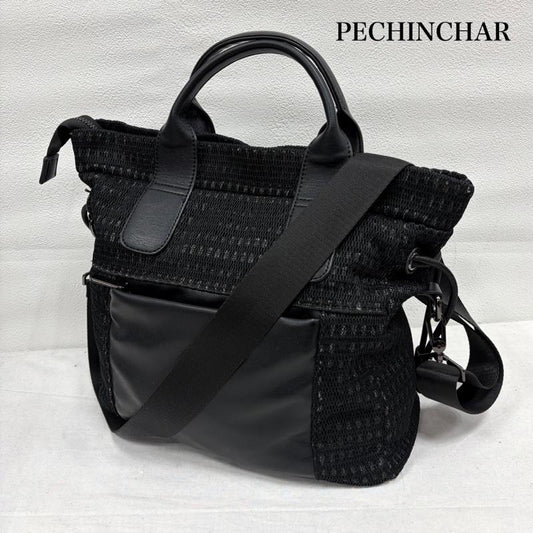 古着 USED ショルダーバッグ ショルダーバッグ PECHINCHAR ペシンシャ ライトメッシュ 2WAY トート ショルダー バッグ - ワンポイント X ロゴ、文字 黒 / ブラック / black レディース USED 古着 中古 50169482