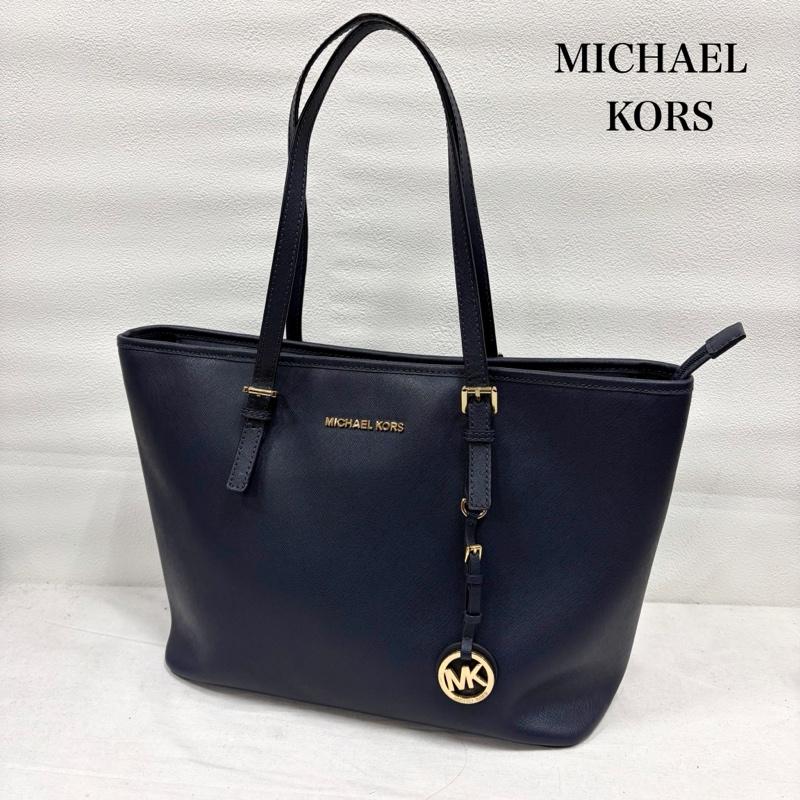 マイケルコース MICHAEL KORS トートバッグ トートバッグ レザー トートバッグ MKロゴ チャーム ビジネス A4 大容量 - 無地 X ワンポイント X ロゴ、文字 紺 / ネイビー / navy レディース USED 古着 中古 50169483