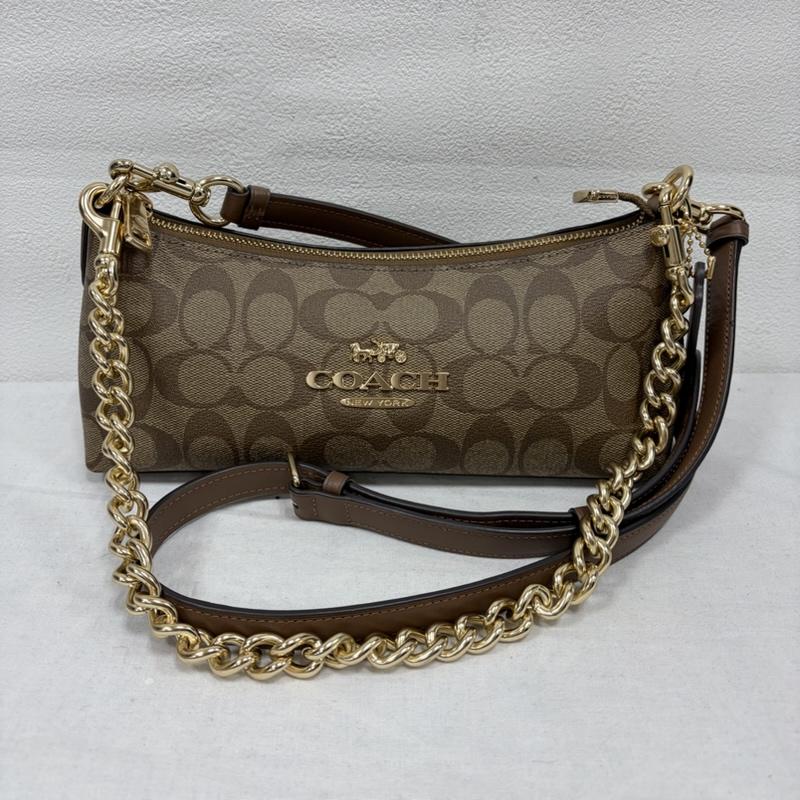 コーチ COACH ショルダーバッグ ショルダーバッグ シャーロット ショルダー シグネチャー ロゴ バッグ CL405 レザー チャーム - ロゴ、文字 茶 / ブラウン / brown X ベージュ / ベージュ / beige レディース USED 古着 中古 50169487