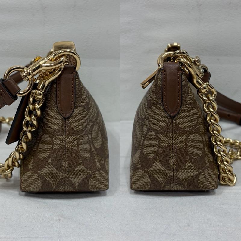 コーチ COACH ショルダーバッグ ショルダーバッグ シャーロット ショルダー シグネチャー ロゴ バッグ CL405 レザー チャーム - ロゴ、文字 茶 / ブラウン / brown X ベージュ / ベージュ / beige レディース USED 古着 中古 50169487