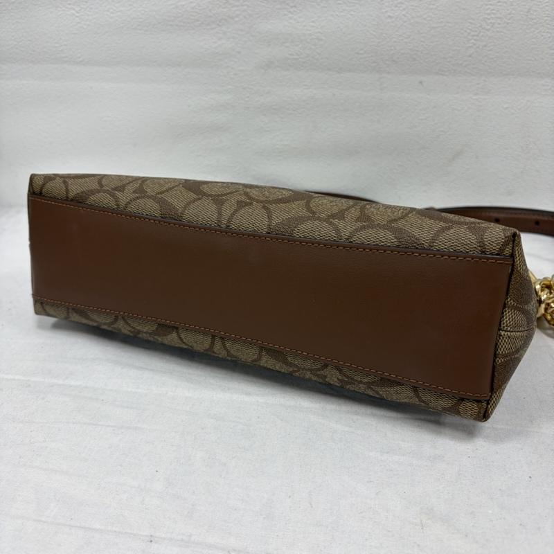 コーチ COACH ショルダーバッグ ショルダーバッグ シャーロット ショルダー シグネチャー ロゴ バッグ CL405 レザー チャーム - ロゴ、文字 茶 / ブラウン / brown X ベージュ / ベージュ / beige レディース USED 古着 中古 50169487