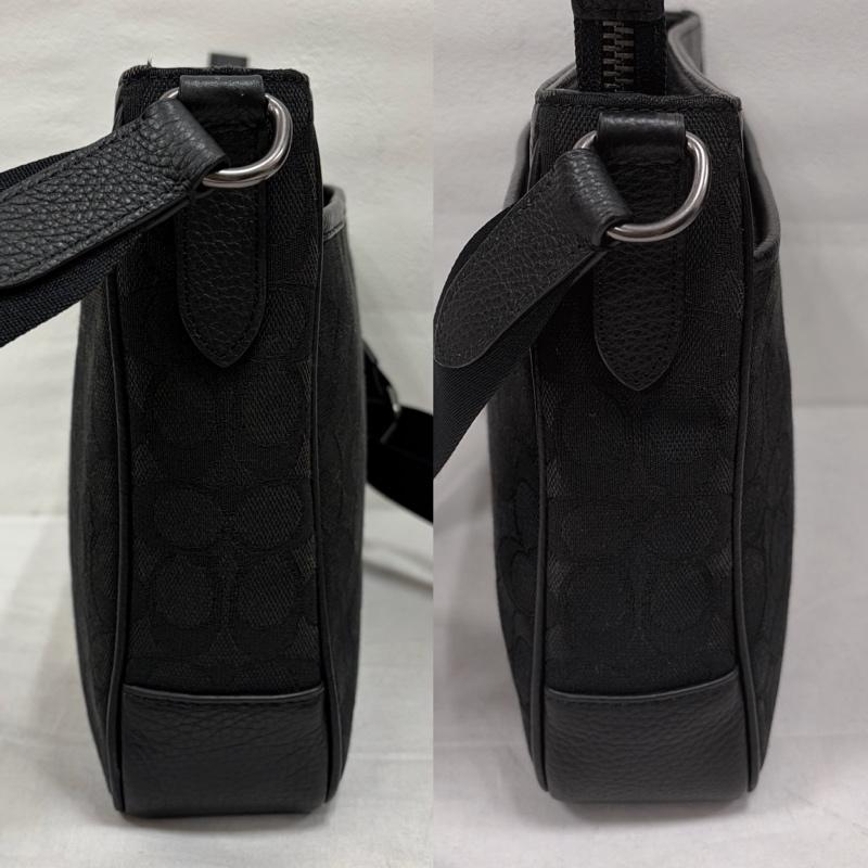 コーチ COACH ショルダーバッグ ショルダーバッグ シグネチャー ショルダー バッグ C5291 トンプソン クロスボディ ジャガード レザー ユニセックス - ロゴ、文字 黒 / ブラック / black X ベージュ / ベージュ / beige X アイボリー / アイボリー / メンズ USED 古着 中古 50169490