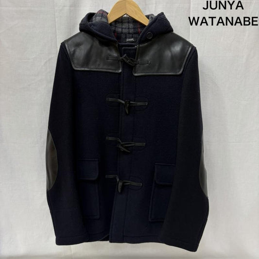 ジュンヤワタナベマン JUNYA WATANABE MAN コート コート一般 08AW GLOVERALL WB-C006 レザー ヨーク ダッフルコート S 黒 / ブラック / black X 紺 / ネイビー / navy メンズ USED 古着 中古 50169500