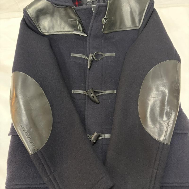 ジュンヤワタナベマン JUNYA WATANABE MAN コート コート一般 08AW GLOVERALL WB-C006 レザー ヨーク ダッフルコート S 黒 / ブラック / black X 紺 / ネイビー / navy メンズ USED 古着 中古 50169500