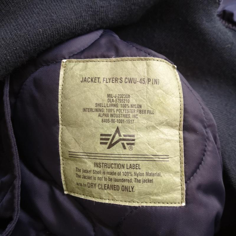アルファ インダストリー Alpha Industries ジャケット、上着 フライトジャケット CWU-45/P AIRCREW PATCH フライト ジャケット TA0210-167 L 紺 / ネイビー / navy メンズ USED 古着 中古 50169510