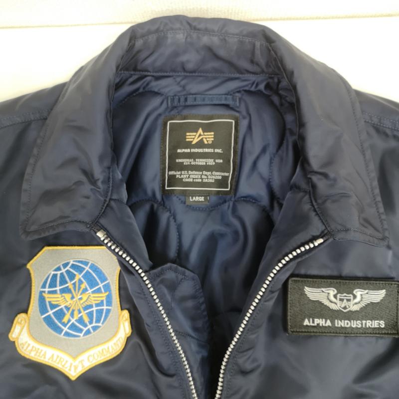 アルファ インダストリー Alpha Industries ジャケット、上着 フライトジャケット CWU-45/P AIRCREW PATCH フライト ジャケット TA0210-167 L 紺 / ネイビー / navy メンズ USED 古着 中古 50169510