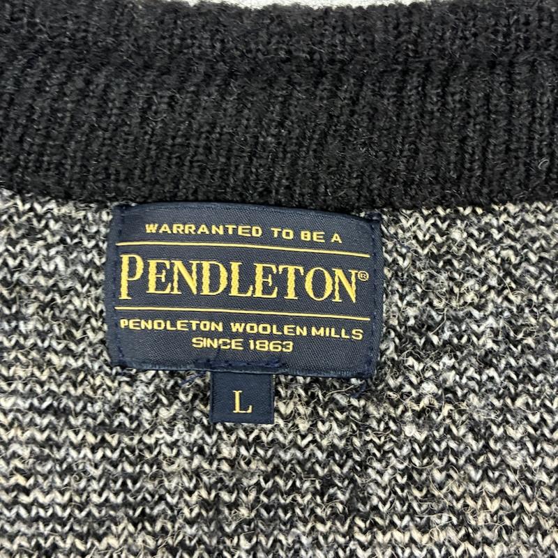 ペンドルトン PENDLETON カーディガン 長袖 ハーディング柄 モヘア調 シャギー ニット カーディガン L メンズ USED 古着 中古 50169512