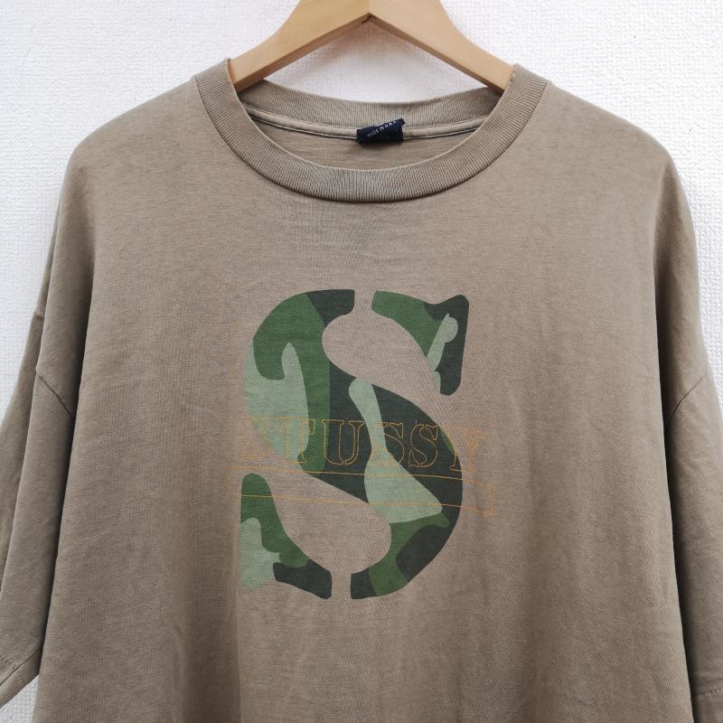 ステューシー STUSSY Tシャツ 半袖 USA製 90s 紺タグ カモ柄 Sロゴ 半袖 Tシャツ S/S TEE XL ベージュ / ベージュ / beige メンズ USED 古着 中古 50169513