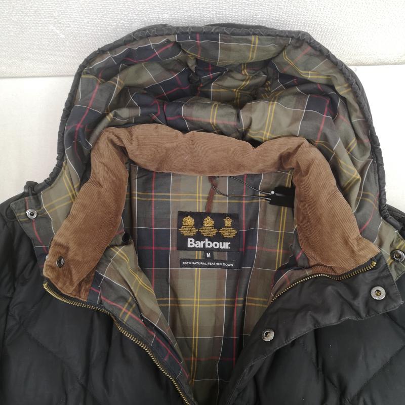 バーブァー Barbour ジャケット、上着 ダウンジャケット タータンチェック柄 キルティング ダウン ワックス ジャケット M 黒 / ブラック / black メンズ USED 古着 中古 50169517