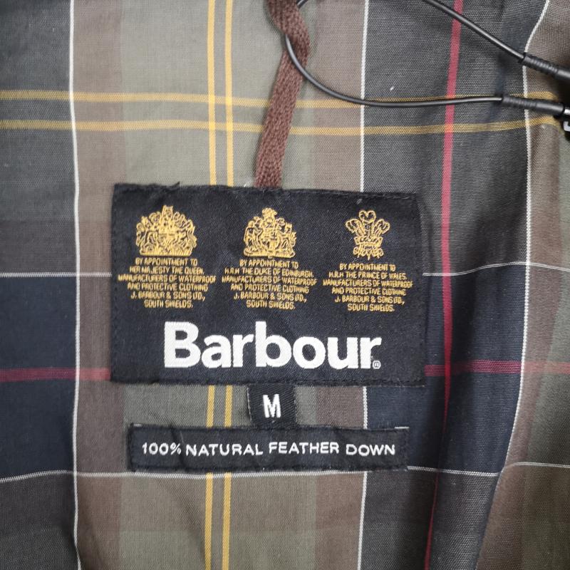 バーブァー Barbour ジャケット、上着 ダウンジャケット タータンチェック柄 キルティング ダウン ワックス ジャケット M 黒 / ブラック / black メンズ USED 古着 中古 50169517