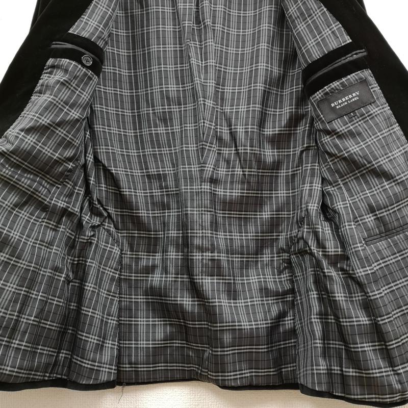 バーバリーブラックレーベル BURBERRY BLACK LABEL ジャケット、上着 ジャケット、ブレザー ノバチェック シングルブレスト ベロア テーラード ジャケット D1E24-406-09 S 黒 / ブラック / black メンズ USED 古着 中古 50169518