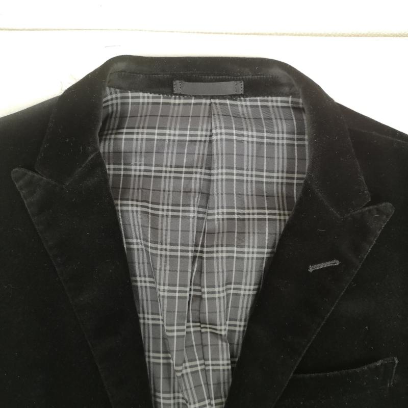バーバリーブラックレーベル BURBERRY BLACK LABEL ジャケット、上着 ジャケット、ブレザー ノバチェック シングルブレスト ベロア テーラード ジャケット D1E24-406-09 S 黒 / ブラック / black メンズ USED 古着 中古 50169518