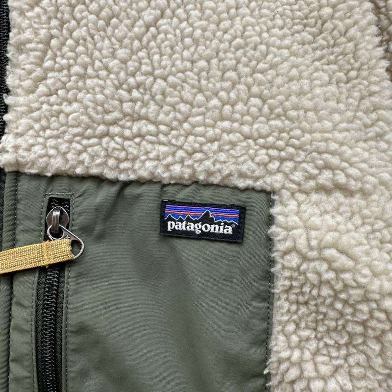 パタゴニア patagonia ジャケット、上着 ジャンパー、ブルゾン Kids  Classic Retro-X Jacket キッズ レトロX フリース ジャケット 65625 FA19 XL アイボリー / アイボリー / X カーキオリーブ / カーキオリーブ / ボーイズ USED 古着 中古 50169530