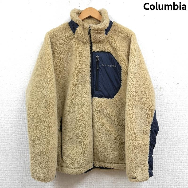 コロンビア Columbia ジャケット、上着 ジャンパー、ブルゾン 防風 ボア フリース アーチャーリッジ ジャケット PM3743 L ベージュ / ベージュ / beige X 紺 / ネイビー / navy メンズ USED 古着 中古 50169533