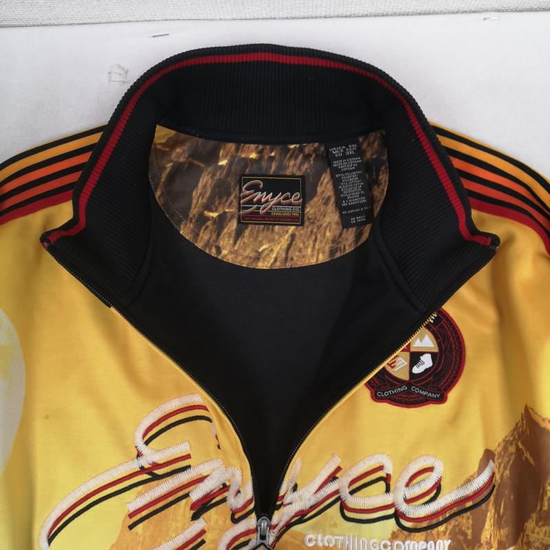 古着 USED ジャケット、上着 ジャンパー、ブルゾン ENYCE エニーチェ 山 マウンテン プリント トラックジャケット ジャージ XXL 黒 / ブラック / black X 黄 / イエロー / yellow メンズ USED 古着 中古 50169535