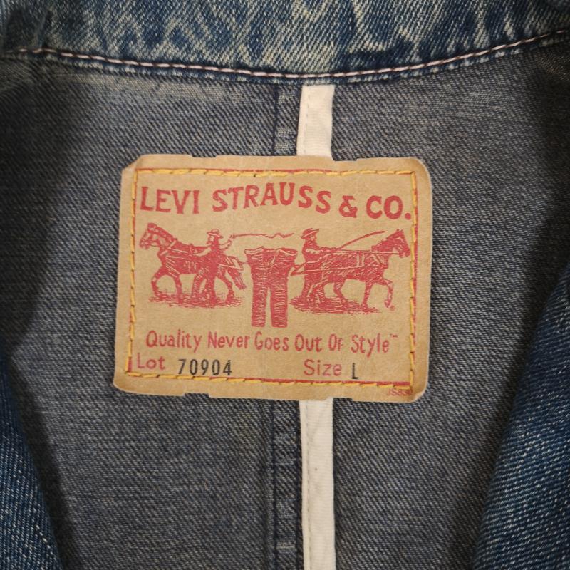 リーバイストラウスアンドコー Levi Strauss & co. ジャケット、上着 ジャンパー、ブルゾン ウエスタン調 ダメージ加工 カバーオール 変形 デニム ジャケット 70904 L インディゴ / インディゴ / Indigo メンズ USED 古着 中古 50169536