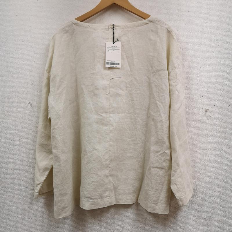 古着 USED Tシャツ 長袖 soulberry 麻100% 重ね着のための ロンＴ L/S TEE t9a0167 3L 白 / ホワイト / white X ベージュ / ベージュ / beige レディース USED 古着 中古 50169539