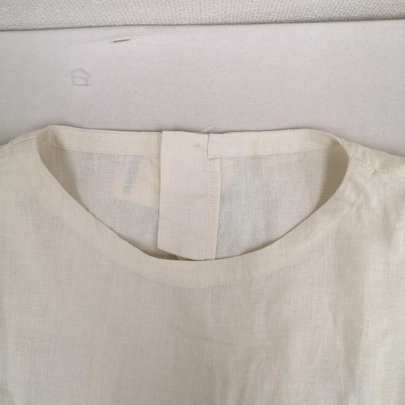 古着 USED Tシャツ 長袖 soulberry 麻100% 重ね着のための ロンＴ L/S TEE t9a0167 3L 白 / ホワイト / white X ベージュ / ベージュ / beige レディース USED 古着 中古 50169539