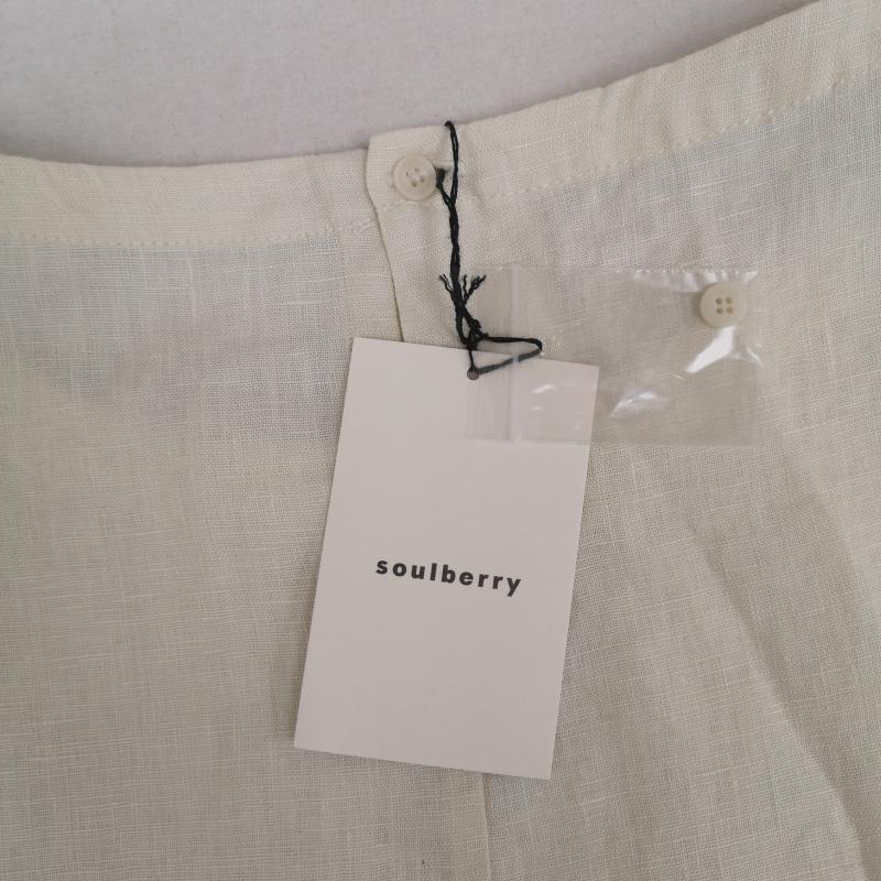 古着 USED Tシャツ 長袖 soulberry 麻100% 重ね着のための ロンＴ L/S TEE t9a0167 3L 白 / ホワイト / white X ベージュ / ベージュ / beige レディース USED 古着 中古 50169539