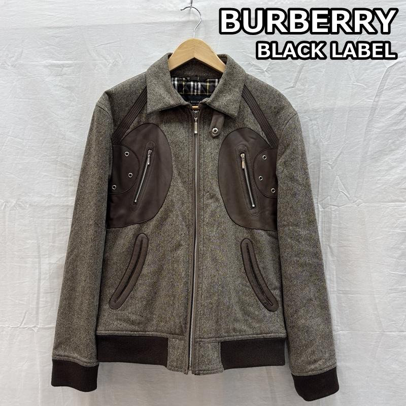 バーバリーブラックレーベル BURBERRY BLACK LABEL ジャケット、上着 ジャンパー、ブルゾン レザー 切替し ウール スポーツジャケット 中綿入り M メンズ USED 古着 中古 50169554