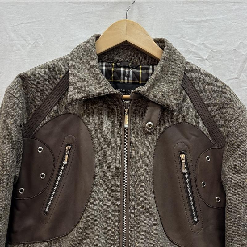 バーバリーブラックレーベル BURBERRY BLACK LABEL ジャケット、上着 ジャンパー、ブルゾン レザー 切替し ウール スポーツジャケット 中綿入り M メンズ USED 古着 中古 50169554