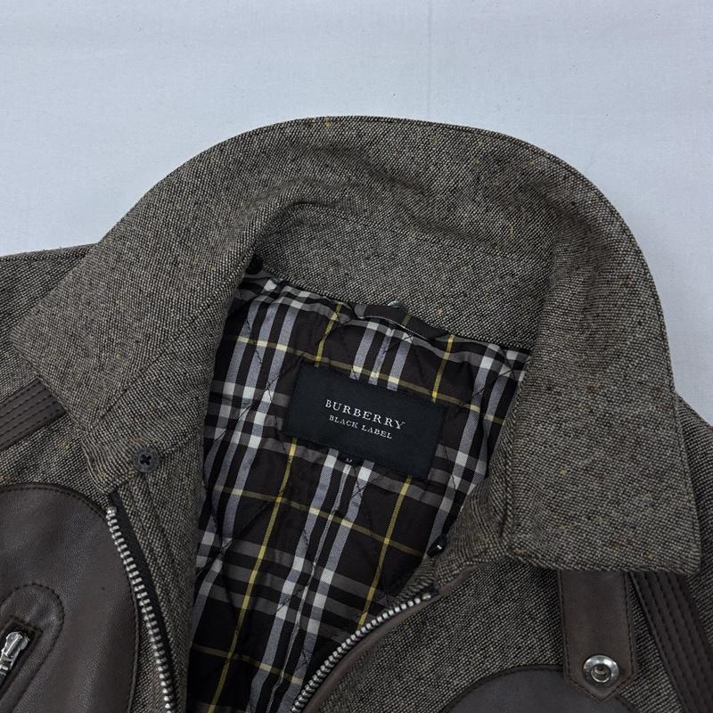 バーバリーブラックレーベル BURBERRY BLACK LABEL ジャケット、上着 ジャンパー、ブルゾン レザー 切替し ウール スポーツジャケット 中綿入り M メンズ USED 古着 中古 50169554