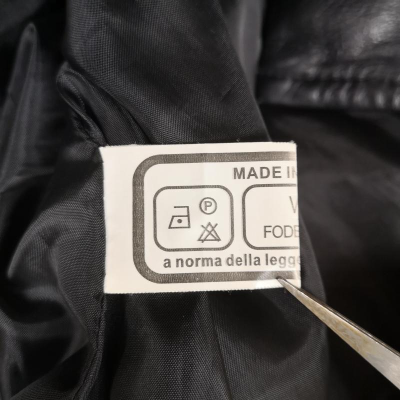 古着 USED ジャケット、上着 レザージャケット イタリア製 Vera Pelle 本革 レザー フード付き ジャケット 48 黒 / ブラック / black X 白 / ホワイト / white メンズ USED 古着 中古 50169557