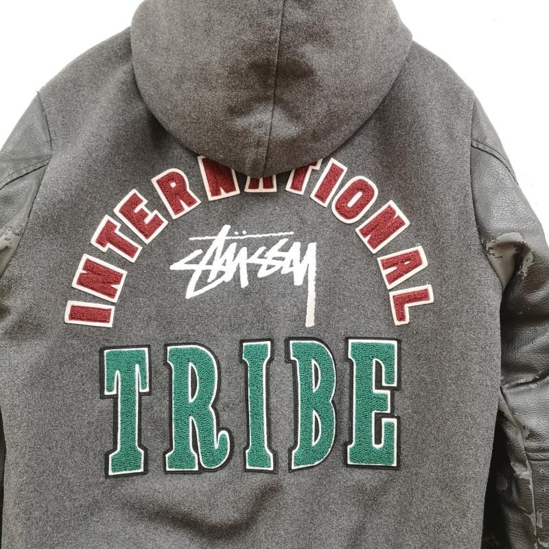ステューシー STUSSY ジャケット、上着 ジャンパー、ブルゾン INTERNATIONAL TRIBE バーシティ ジャケット スタジャン スタジアム ジャンパー M 黒 / ブラック / black X 灰 / グレー / gray メンズ USED 古着 中古 50169561