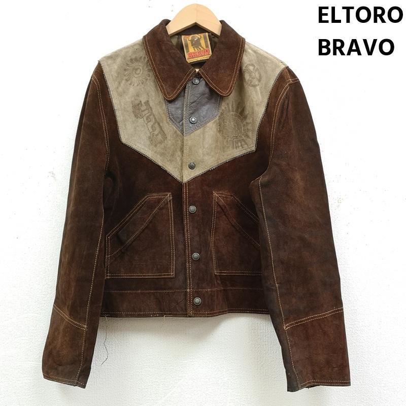 古着 USED ジャケット、上着 レザージャケット ELTORO BRAVO メキシコ製 70s 牛革 スプリット カウハイド スエード レザー ジャケット 茶 / ブラウン / brown X ベージュ / ベージュ / beige メンズ USED 古着 中古 50169564