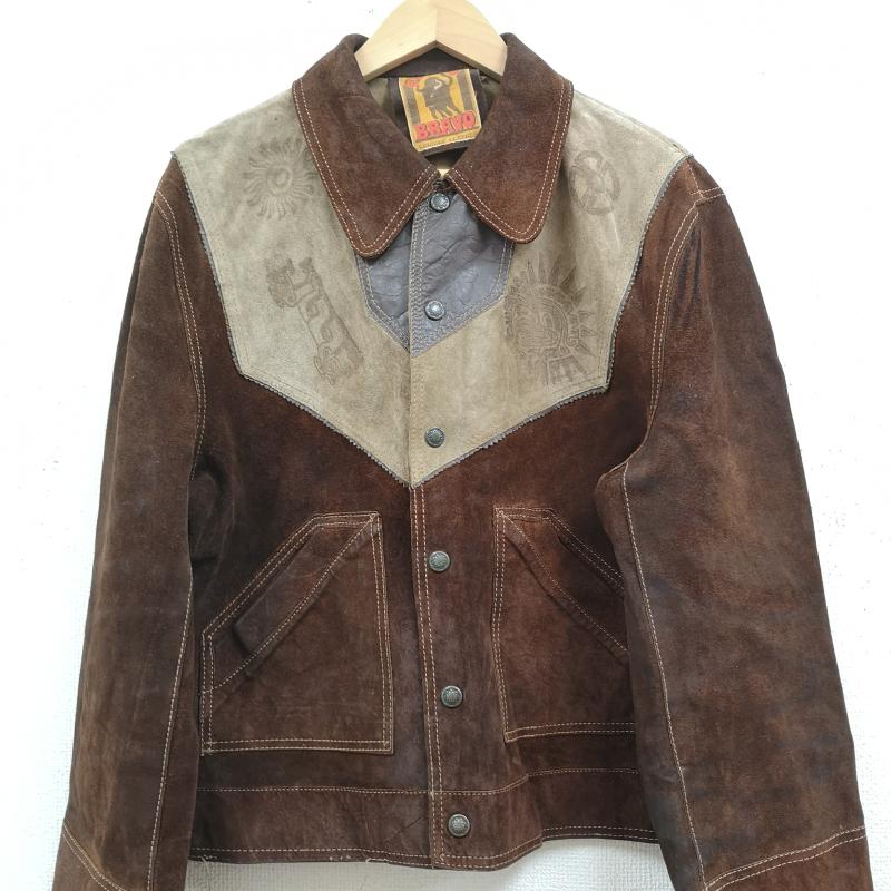 古着 USED ジャケット、上着 レザージャケット ELTORO BRAVO メキシコ製 70s 牛革 スプリット カウハイド スエード レザー ジャケット 茶 / ブラウン / brown X ベージュ / ベージュ / beige メンズ USED 古着 中古 50169564