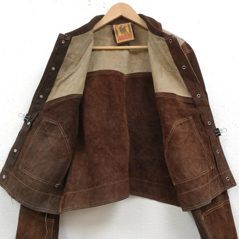 古着 USED ジャケット、上着 レザージャケット ELTORO BRAVO メキシコ製 70s 牛革 スプリット カウハイド スエード レザー ジャケット 茶 / ブラウン / brown X ベージュ / ベージュ / beige メンズ USED 古着 中古 50169564