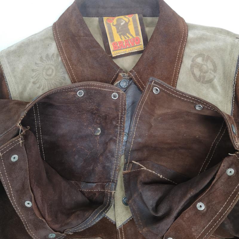 古着 USED ジャケット、上着 レザージャケット ELTORO BRAVO メキシコ製 70s 牛革 スプリット カウハイド スエード レザー ジャケット 茶 / ブラウン / brown X ベージュ / ベージュ / beige メンズ USED 古着 中古 50169564