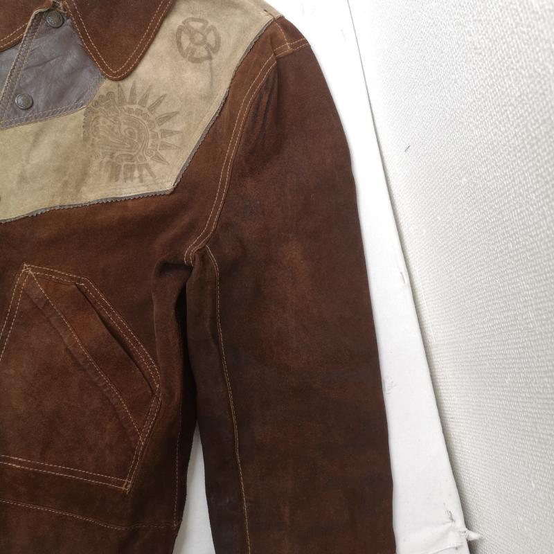 古着 USED ジャケット、上着 レザージャケット ELTORO BRAVO メキシコ製 70s 牛革 スプリット カウハイド スエード レザー ジャケット 茶 / ブラウン / brown X ベージュ / ベージュ / beige メンズ USED 古着 中古 50169564