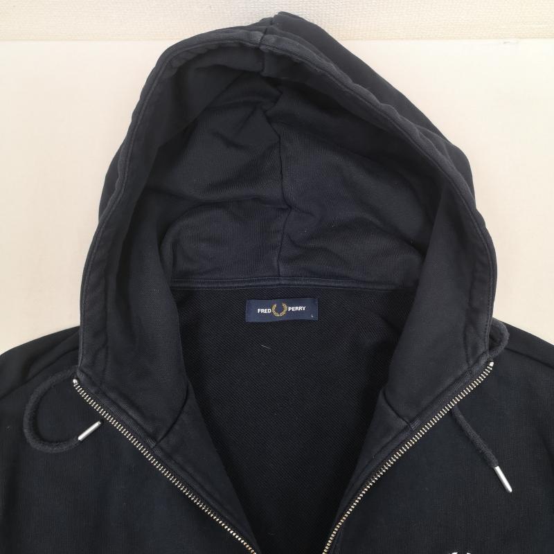 フレッドペリー FRED PERRY パーカー 長袖 ワンポイント ロゴ 刺繡 フーデッド ジップ スルー パーカー J7536 L 紺 / ネイビー / navy メンズ USED 古着 中古 50169565
