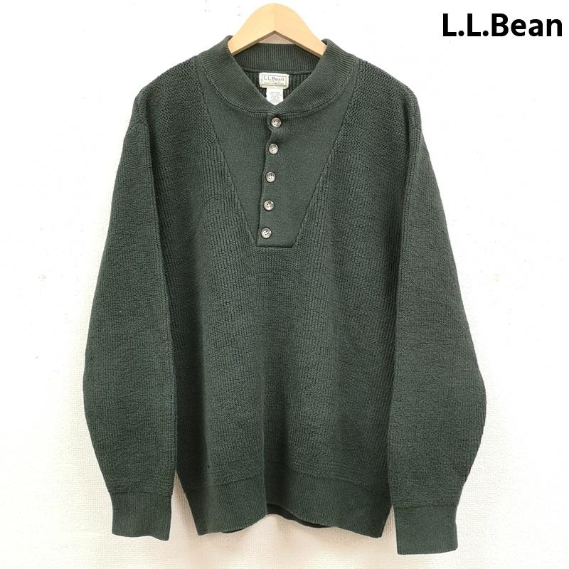 エルエルビーン L.L.Bean ニット、セーター 長袖 80s 90s ヘンリーネック コットン ハーフボタン ニット セーター M 緑 / グリーン / green メンズ USED 古着 中古 50169571