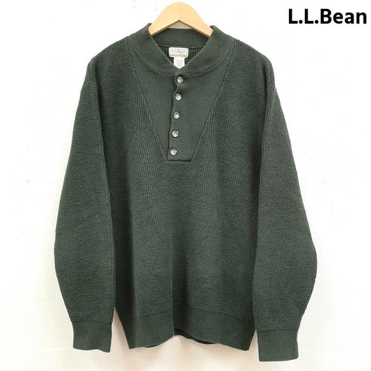 エルエルビーン L.L.Bean ニット、セーター 長袖 80s 90s ヘンリーネック コットン ハーフボタン ニット セーター M 緑 / グリーン / green メンズ USED 古着 中古 50169571