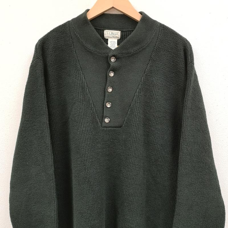 エルエルビーン L.L.Bean ニット、セーター 長袖 80s 90s ヘンリーネック コットン ハーフボタン ニット セーター M 緑 / グリーン / green メンズ USED 古着 中古 50169571