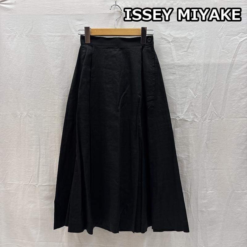 イッセイミヤケ ISSEY MIYAKE スカート ひざ丈スカート リネン 麻 タック フレア スカート IM21-FG641 S レディース USED 古着 中古 50169585