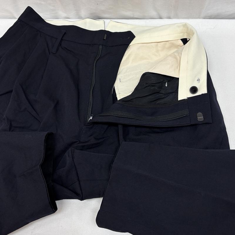エッセイ ESSAY ボトムス ボトムス 3タック ワイド テーパード スラックス パンツ ウール ES08P-01 M 紺 / ネイビー / navy メンズ USED 古着 中古 50169588